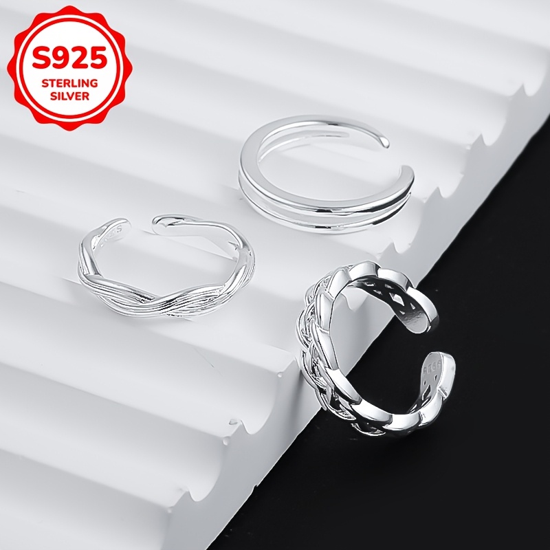 5-Piece Set Women's Toe Rings 925 Silver Heart Flower Line Style Beach Holiday